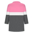 thumbnail image 3 of Cagogo Plus Size T-Shirts for Women Summer Tops Under $5 3/4 Sleeves V Neck Collared Color Block T Shirt Business Work T Shirts Clothes Mother's Day Gifts for Mom, 3 of 4