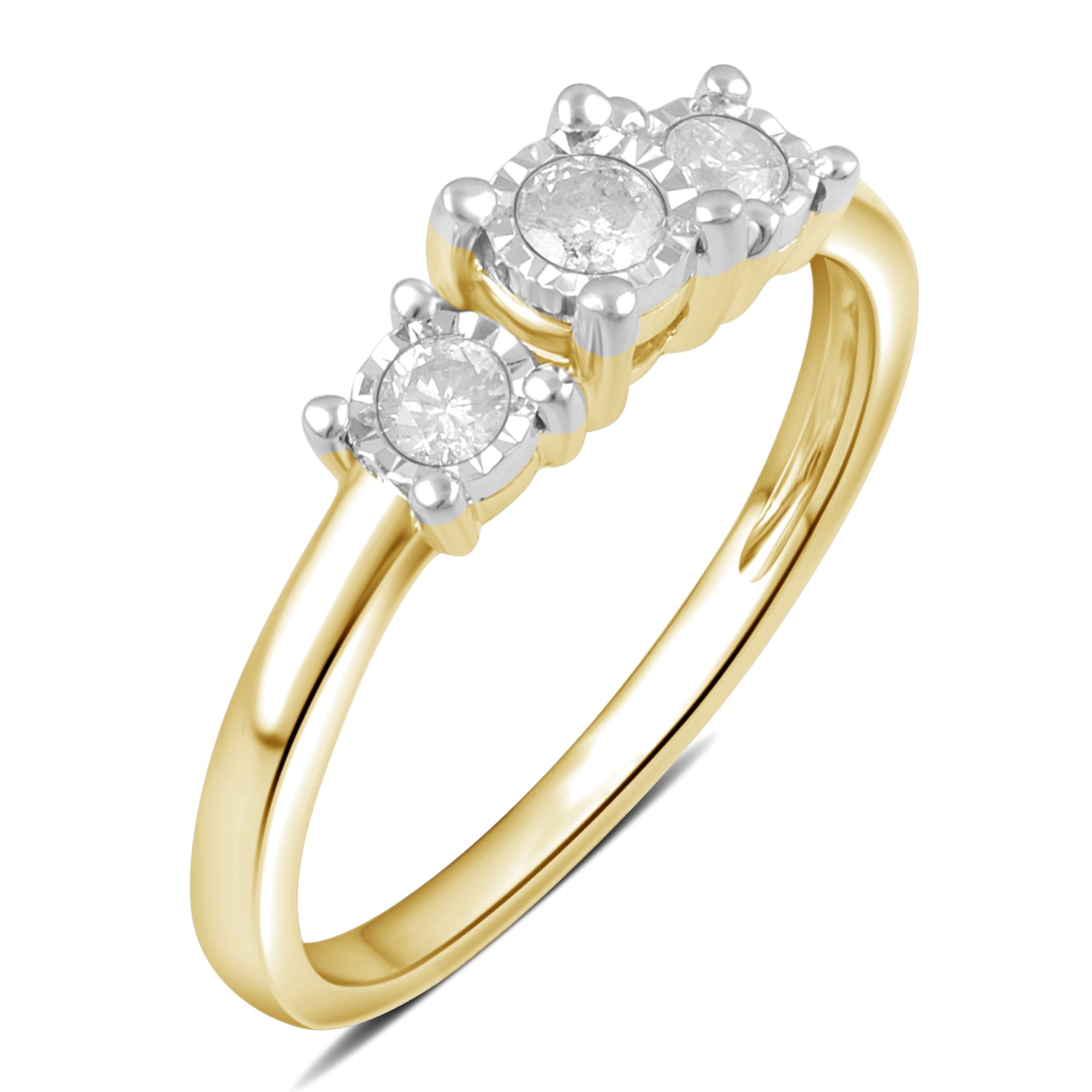 Arista 1/4 Ct Round Diamond Engagement Ring in Yellow Plated Sterling Silver (I-J, I2-I3)