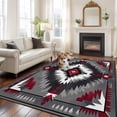 thumbnail image 3 of Boho Red Grey Large Area Rugs for Bedroom Living Room, Soft Non Slip Carpet Bedside Rug, Geometric Southwestern Retro Ethnic Rectangular Floor Cover Kitchen Accent Rug 8'x10' for Dining Room/Office, 3 of 9