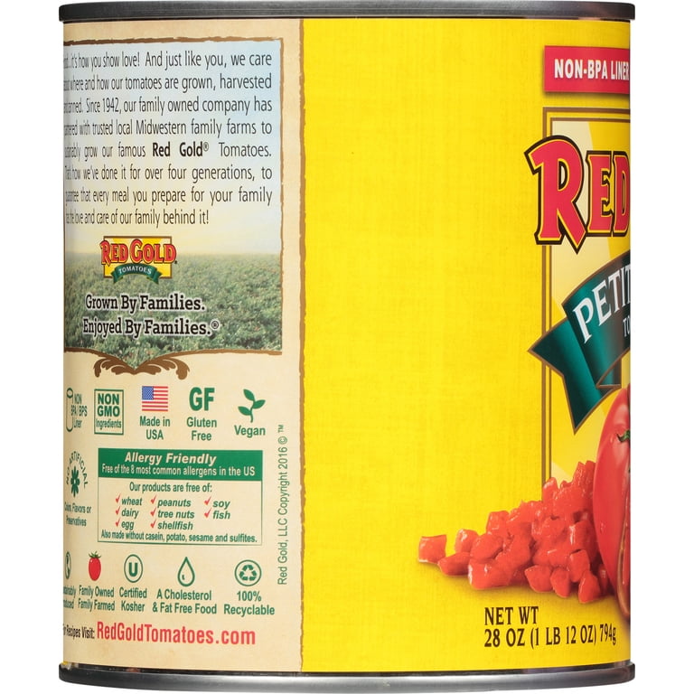 Red Gold Petite Diced Tomatoes, 28 Oz, Finely Chopped, Great for