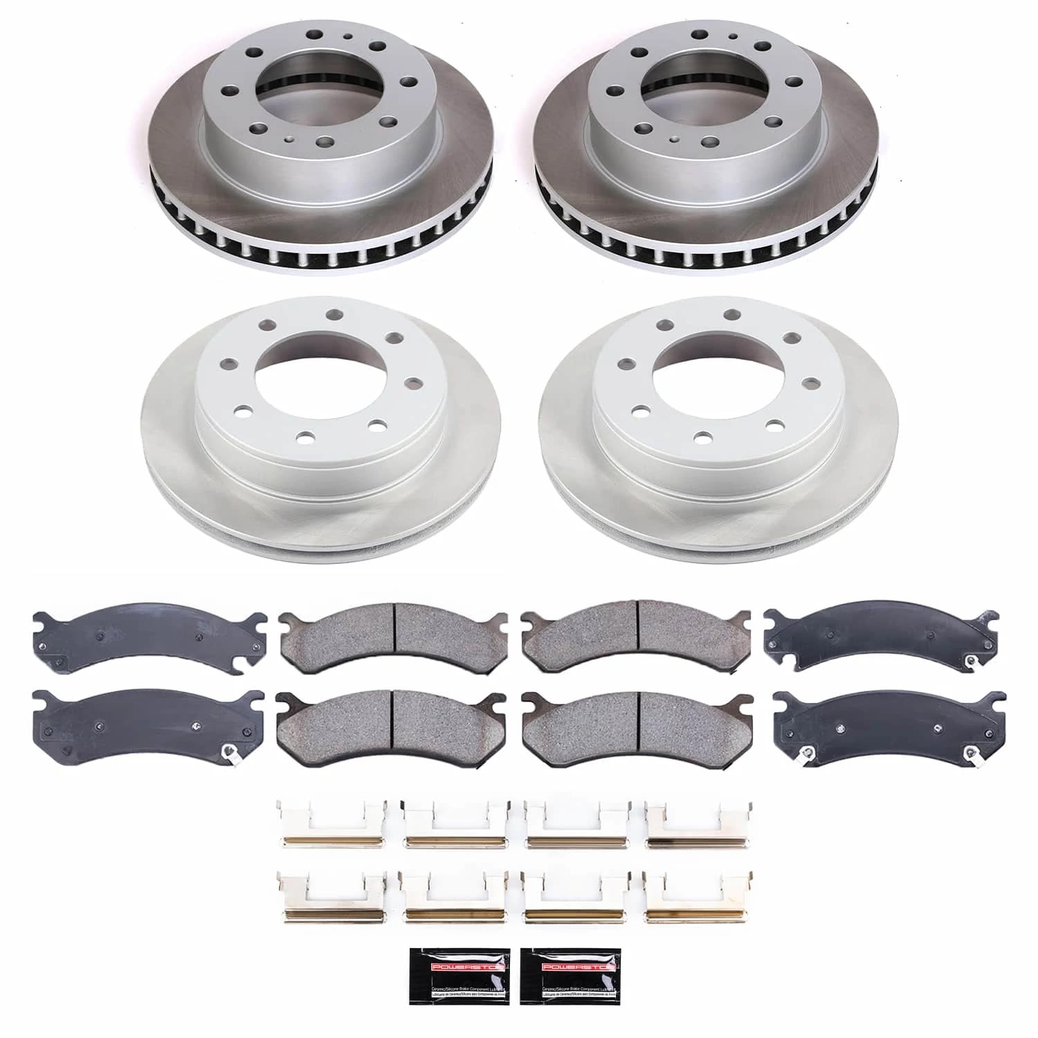 PowerStop Front and Rear Semi-Coated Rotor and Low-Dust Ceramic Brake Pad Kit SC2023