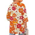 thumbnail image 6 of Hxshgdsn 3/4 Sleeve Tops For Women Plus Size V Neck Cutout Loose Fit Boho Floral Printed Shirts Casual Spring Summer Trendy Clothes Orange Xl, 6 of 7