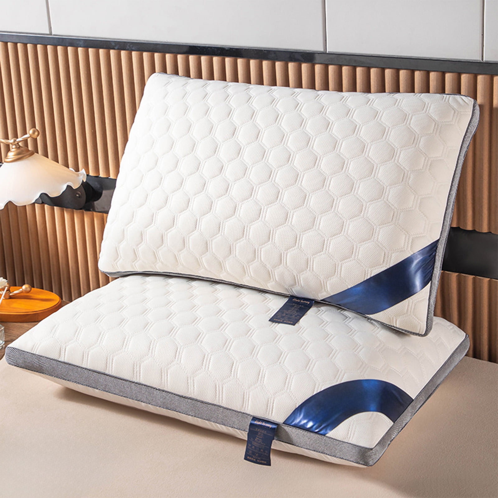 Hotel Grade Orthopedic Memory Foam Pillow with Angle Support - Ergonomic Cervical Support for Side/Back/Stomach Sleepers, 17x26 Inch Standard Size, Soft Breathable Cotton White Pillow Core