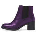 thumbnail image 2 of YDN Women Classic Round Closed Toe Mid Block Heel Chelsea Boots Elastic Pull On Ankle Booties Comfy Dressy Shoes Size 9.5 Purple, 2 of 5