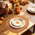 thumbnail image 2 of QuanTara Fall Pumpkin Lace Placemat, Round Knitted Table Doily, Thanksgiving Harvest Decor, Orange Hollow Out Table Mat for Dining Room, Party & Rustic Wedding, 2 of 6