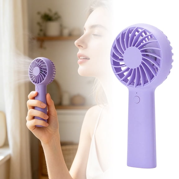 Clearance Mini Portable Fan, Compact with 3 Speeds, Handheld and Desktop Use with Stand, USB Rechargeable, Lightweight, Purple (for Travel and Personal Use)