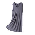 thumbnail image 2 of Fanxing Womens Nightgown Built in Bra Sleepwear Sleeveless Sleep Shirt V Neck Lace Nightshirts Gray,XL, 2 of 6