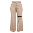 thumbnail image 3 of Women's Wide Leg Sweatpants Drawstring Distressed Hole Design Straight Style Side Pockets Loose Streetwear Casual Athletic Trousers, Sweatpants Y2K Khaki XXL, 3 of 3