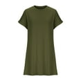 thumbnail image 6 of ATOYSOY Women's Short Sleeve Mini Loose Dress Sleepwear Beach Sundress Retro Round Neck Casual Relaxed Nightdress Solid Color Trendy Workout Dress for Girls Green S, 6 of 6