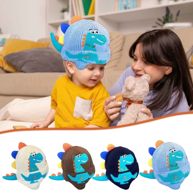 Fiudx Gorro de Dinosaurio Pequeño, Orejeras de Invierno Resistentes Al Viento, Material de Lana Suave, Cálido y Cómodo, Colores Brillantes para Darle Estilo, Perfecto para Climas Fríos, Apto para Niñ