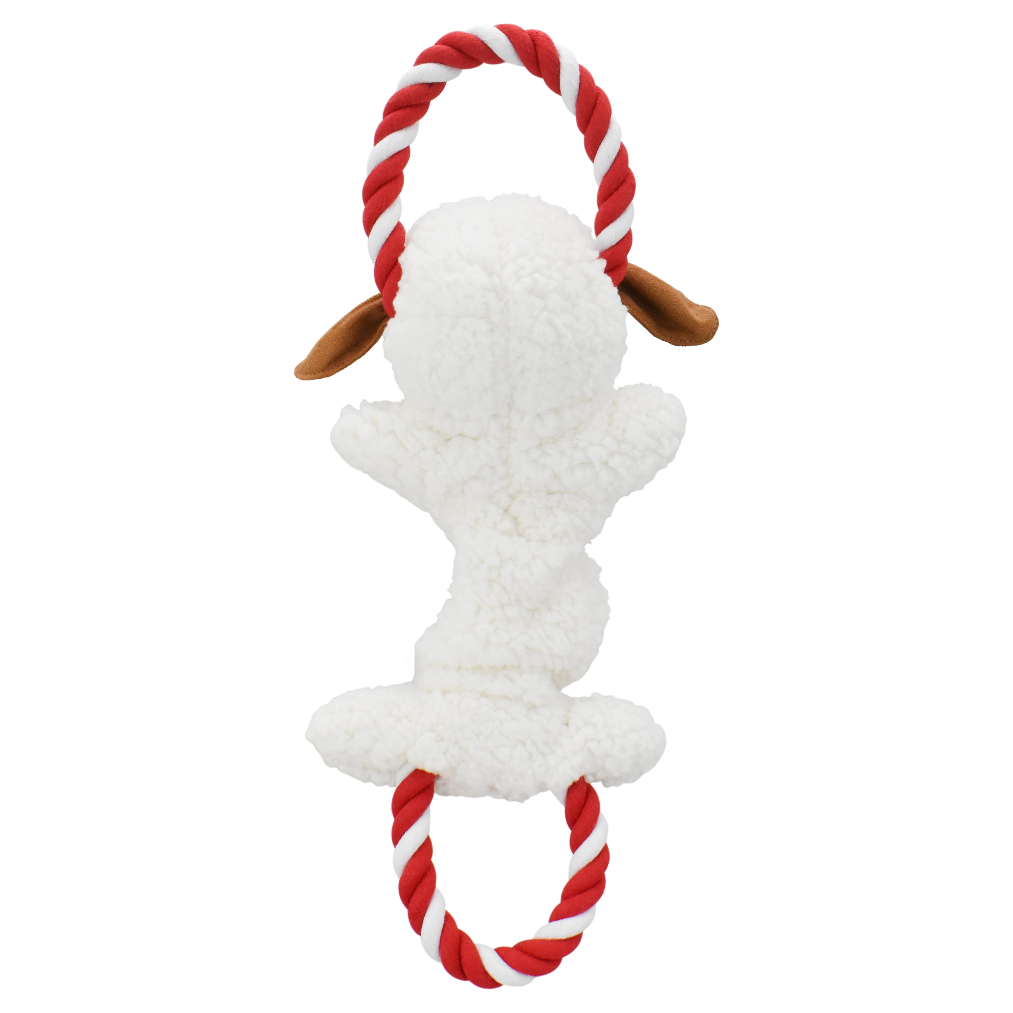 Multipet Plush Lamb Chop Tug and Crinkle Dog Toy with Rope