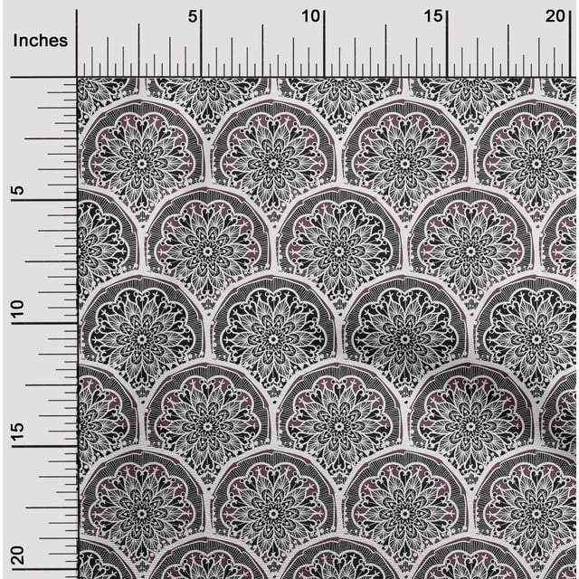 oneOone Polyester Lycra Chocolate Brown Fabric Floral Mandala Sewing Craft Projects Fabric Prints By Yard 56 Inch Wide