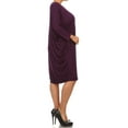 thumbnail image 3 of Women's Plus Size Casual Solid Loose Fit 3/4 Sleeve Dolman Sleeve Midi Dress, 3 of 5