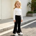 thumbnail image 4 of SGFCWSX Girls Flare Pants, High Waist Elastic Waist Split Hem Stretch Trousers for Casual School Outfits Black Size 10, 4 of 8