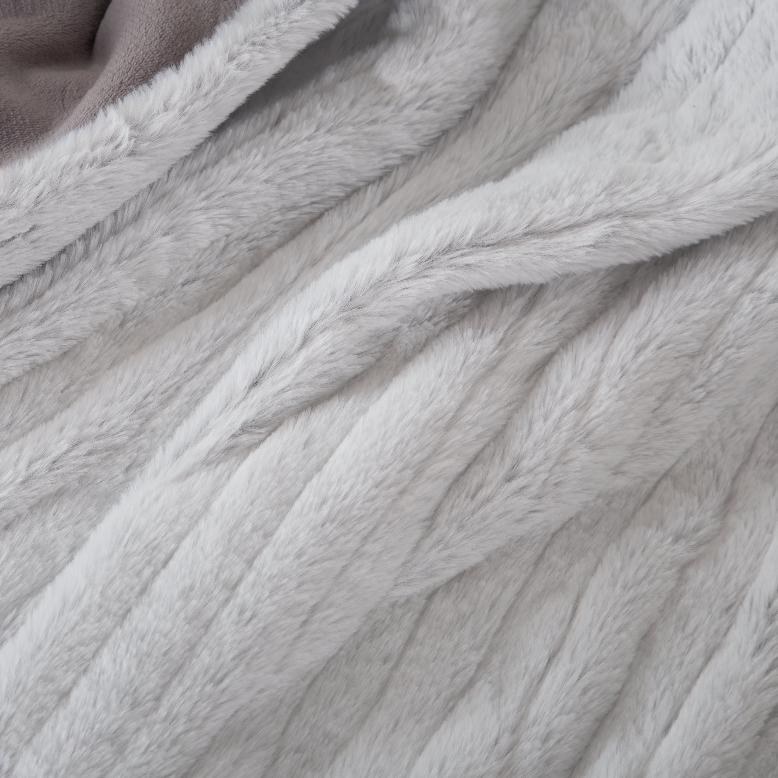 Berkshire Blanket & Home Co. Tipped Faux Fur Reverse Velvet Plush Heated Throw Blanket, Tipped Grey, Standard Size 50"x60"