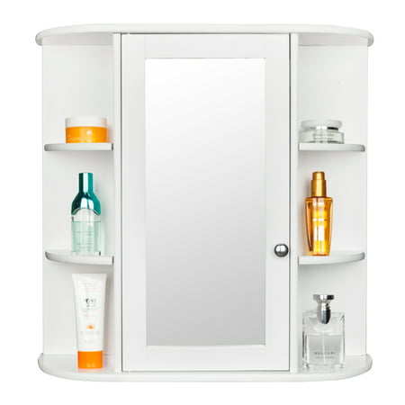 Zimtown Bathroom Wall Cabinet Mirror Cupboard Storage Single Door