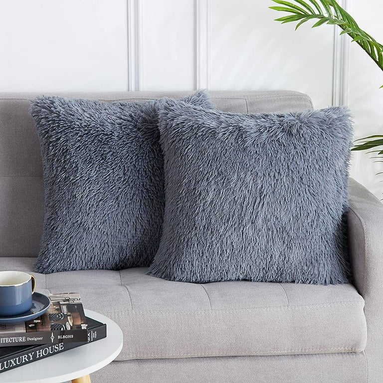 Grey fur pillow covers new arrivals