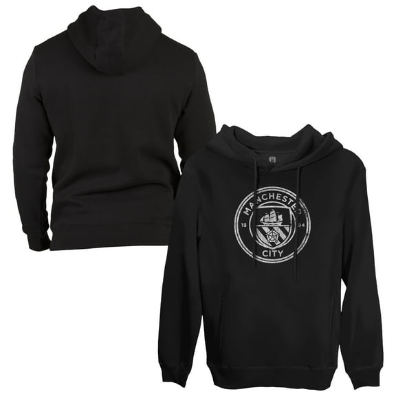 Men's 1863FC Black Manchester City Monochrome Badge Fleece Pullover Hoodie