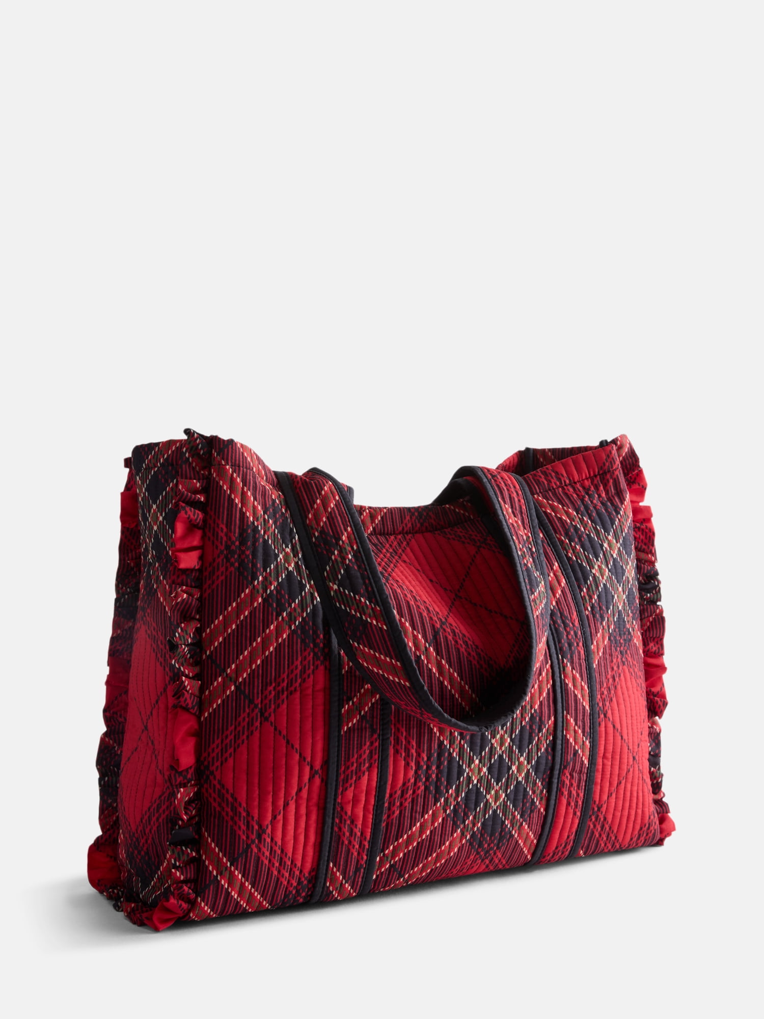 No Boundaries Quilted Tote Bag, Women's, Red Plaid