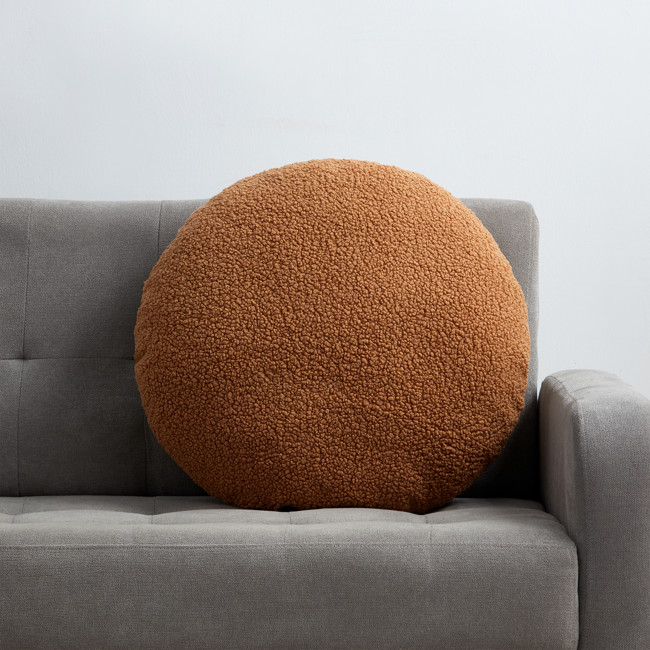 (3 pack) Mainstays Teddy 21" Round Caramel Faux Fur Decorative Pillow