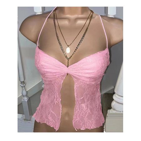 

Women Y2K Sexy Lace Camisole Low Cut Slim Fit Sleeveless Spaghetti Strap Tank Crop Tops Vintage Fairy Streetwear