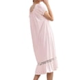 thumbnail image 3 of Defitshape Women's Cotton Pajama Dress Soft Long Frilly Nightgown Cute Lace Short Sleeve Ruffle Vintage Sleeping Shirt Sleepwear Pink Medium, 3 of 4