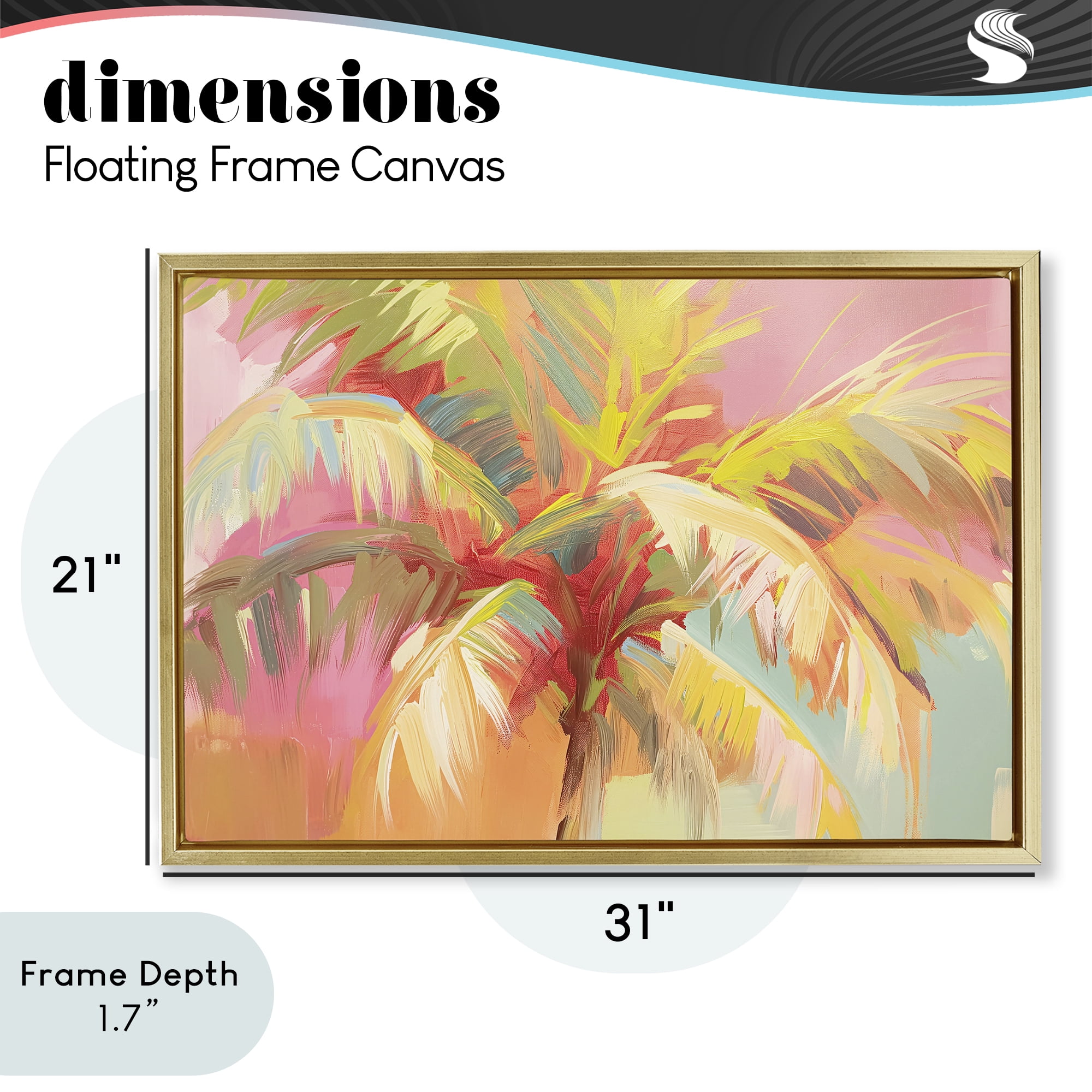 Stupell Industries Warm Palm Leaf Impressions Gold Framed Floater Canvas Wall Art, design by Jacky Ngan
