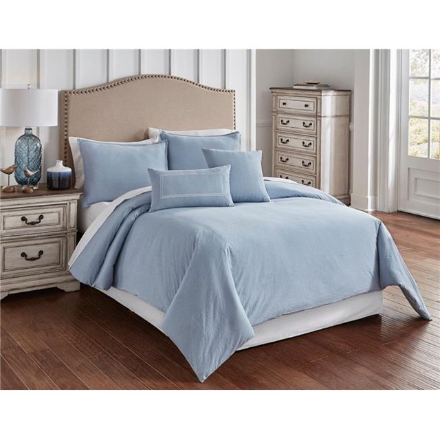 Riverbrook Home 80312 Set de Couverture de Couette Tissée Croisée & 44; Bleu - Grand Size - 6 Pièces