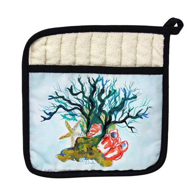 Betsy Drake PT1092 Starfish Coral Shells Pot Holder