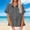 *Gray, variant on ClodeEU Women's Summer Linen Short Sleeve Notch Collar Shirt with Pocket, Ruffle Hem Solid Color Casual Blouse Khaki,Womens Plus L