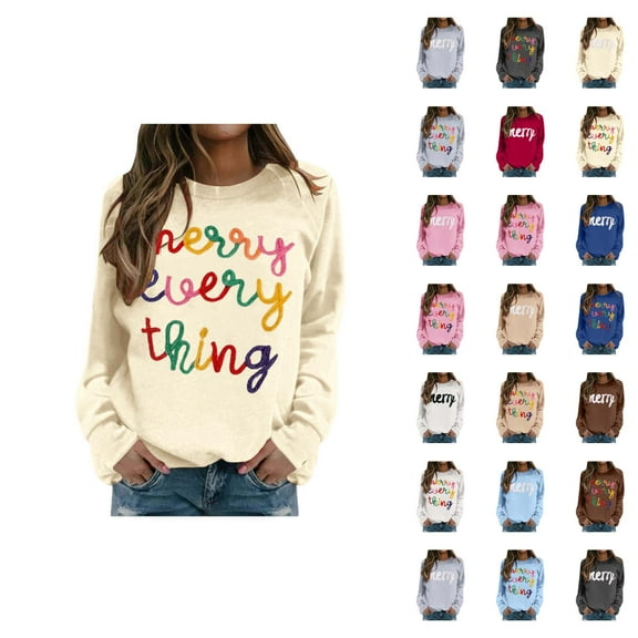 Merry Christmas Sweatshirts for Women 2025 Long Sleeve Crewneck Casual Cute Xmas Graphic Sweatshirt Pullover Tops