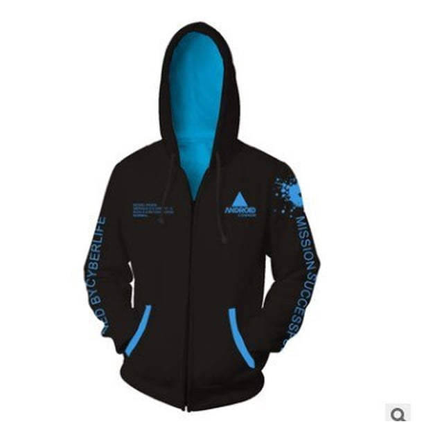 Juego Detroit Become Human Connor RK800 sudadera Cosplay disfraces primavera otoño hombres mujeres Casual abrigo con capucha chaqueta con cremallera Sudadera con capuchaNegro BS Deng Xun unisex