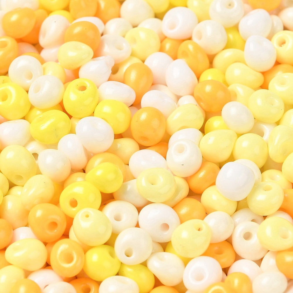 6/0 Opaque Baking Paint Glass Seed Beads Teardrop Mixed color 4.5~5x4x3~3.5mm Hole: 0.9mm 5625pcs/Pound
