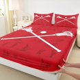 thumbnail image 3 of Feelyou Child American Lacrosse Twin Sheet Sets, Ball Sports Gaming Twin Fitted Sheet, Red Cartoon Theme Flat Sheet, Microfiber Bedroom Decor, 3 Pieces, 3 of 7