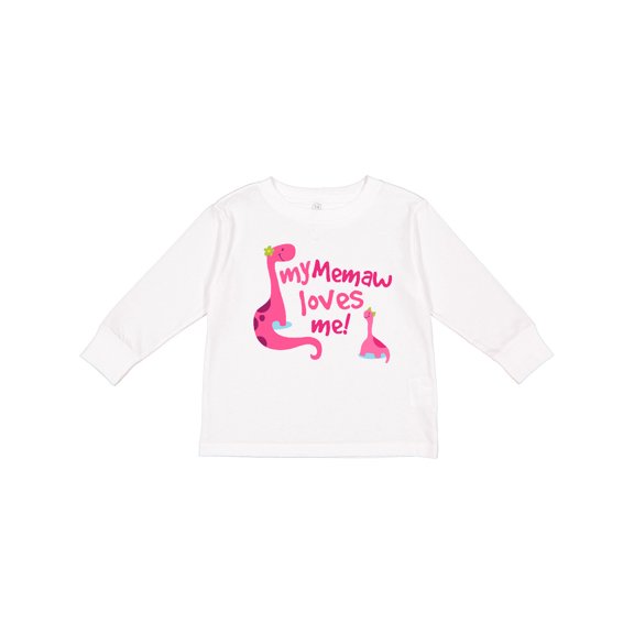Inktastic My Memaw Loves Me Girls Long Sleeve Toddler T-Shirt