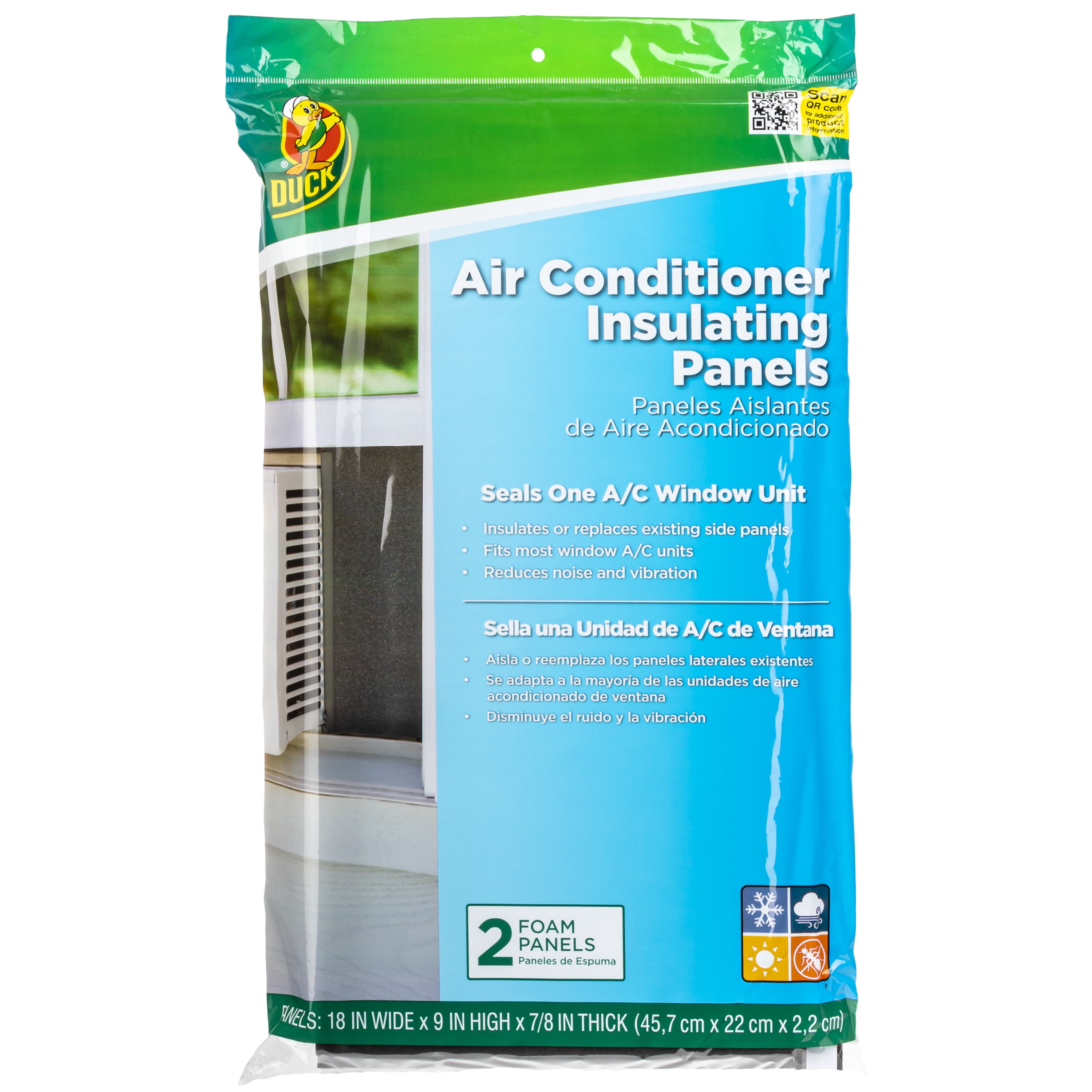 Duck Brand Foam Window Air Conditioner Insulating Panels,18 in. x 9 in. x .88 in., Black