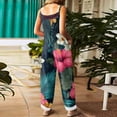 thumbnail image 5 of Iaqnaocc Hawaiian Tropic Jumpsuits for Women Summer Plus Size Boho Beach Outfits for Women Sleeveless Floral Print Jumpsuits Overalls Loose Fit Adjustable Strap Overalls for Women Green XL, 5 of 6
