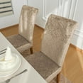 thumbnail image 3 of Chair Covers for Dining Chairs Set of 6,Velvet Beige Stretch Dining Room Chair Cover Kitchen Parsons Chair Slipcovers (Pack of 6, Velvet Beige), 3 of 6