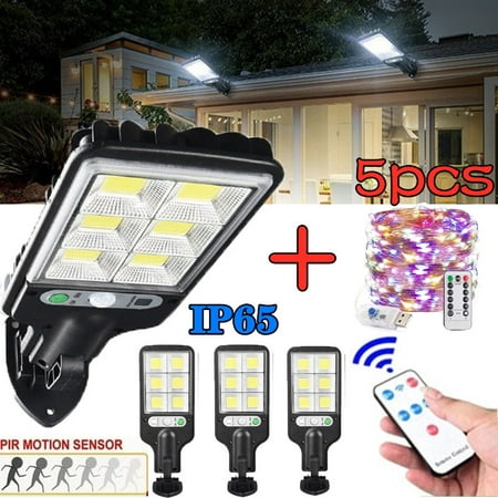 

4 pack Solar Outdoor Lights Super Bright Lamp with 3 Lighting Modes PIR Motion Sensor+Remote control version USB light string