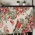 thumbnail image 5 of Cardinal Bird Rod Pocket Curtain Valance, Pine Cones Poinsettia Berry Floral Beige Farmhouse Window Valance for Living Room, Bedroom, Kitchen 42"W x 18"L, 5 of 9