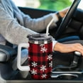 thumbnail image 5 of Stainless Steel Tumbler 40oz, Christmas Snowflakes Buffalo Plaid Leakproof Tumblers Insulated Water Bottle with Straw And Lid, Car Coffee Cups Travel Mug Universal Fits for Water, Iced Tea, 5 of 6