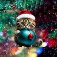 thumbnail image 3 of Christmas Ornaments, 2 Pack Cute Cat Hanging Ornaments 2D Acrylic Christmas Tree Pendant Funny Kitty Decoration Holiday Party Home Décor 2025, 3 of 4