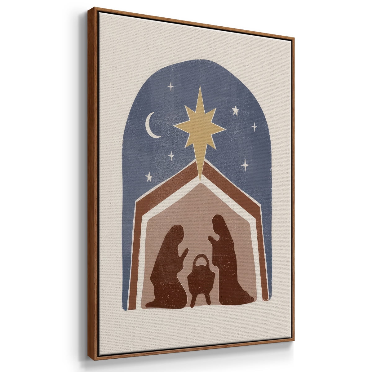 Boho Nativity I - Framed Gallery Wrapped Holiday Canvas - 25 x 37 - Rosewood Frame