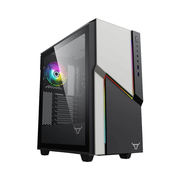 Gabinete Batauro Nhyo con Ventana Vidrio Templado Midi-Tower/ATX Sin Fuente 1 x 120mm Ventilador ARGB Instalado Negro