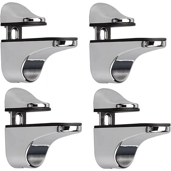 Adjustable Glass Shelf Bracket, 4 Pcs Glass Shelf Bracket, Wall Mount Glass Clamp, Bracket for Glass Shelves, for Glass Shelf