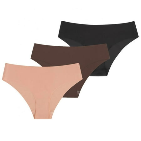 

3Pcs Low-waist Panty Half Coverage Sexy Solid Panties Womens Seamless Panties