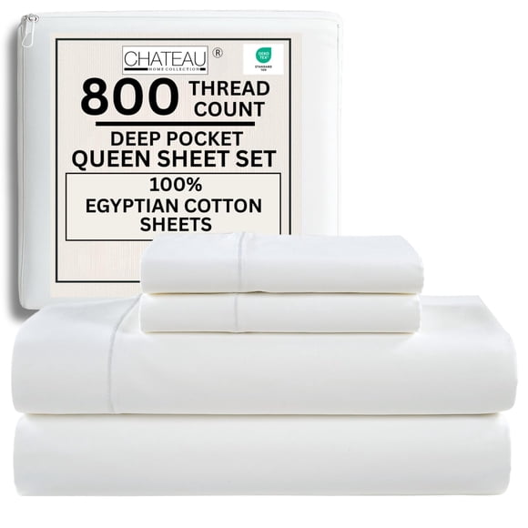 Juego de Ropa de Cama CHATEAU HOME 800 Hilos Algodón Egipcio Queen