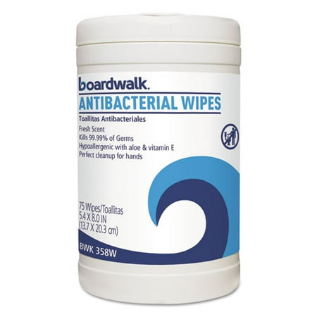 Boardwalk Hypoallergenic Antibacterial Wipes, 75 Wipes