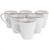 Elama Arthur 6 Piece Stoneware Mug Set in Matt White with Gold Rim