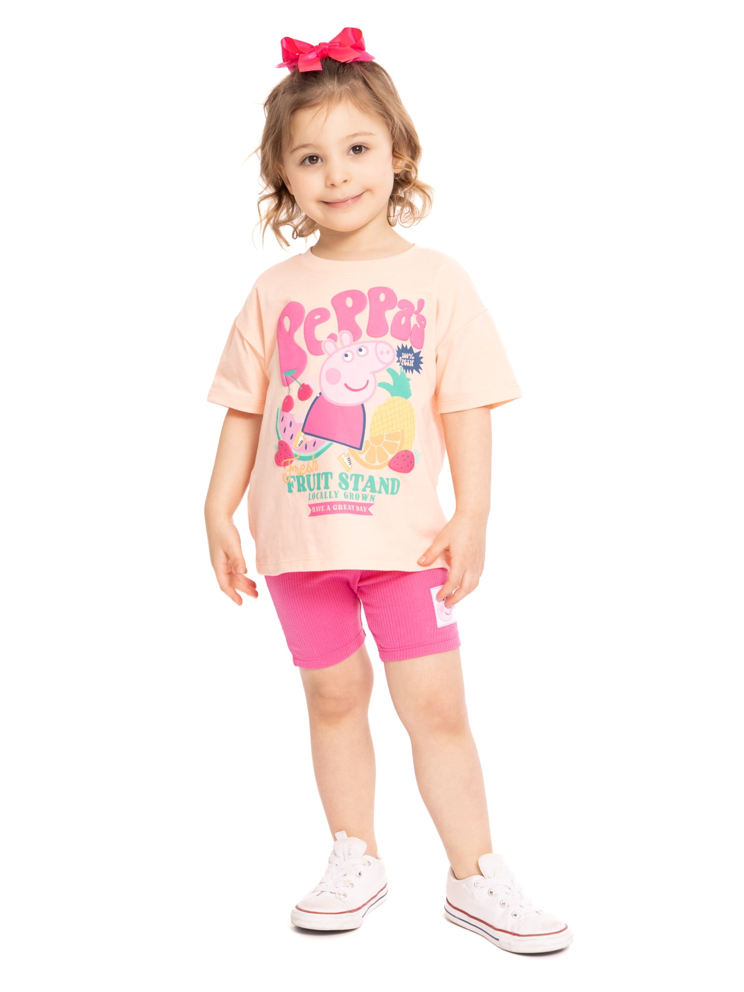 Peppa Pig Toddler Girls Graphic Tee and Bike Shorts Set, 2-Piece, Sizes 12M-5T